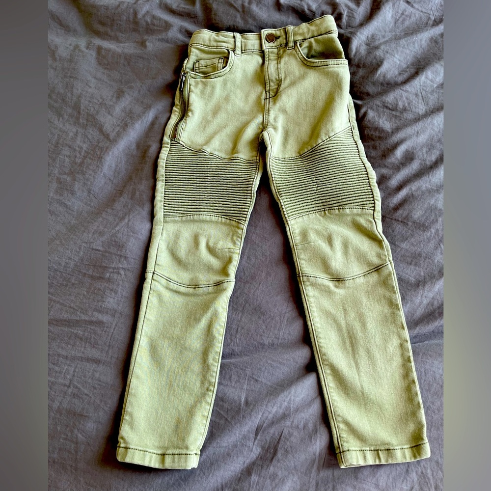 Boys moto jeans size 7 Zara UEC army / olive green